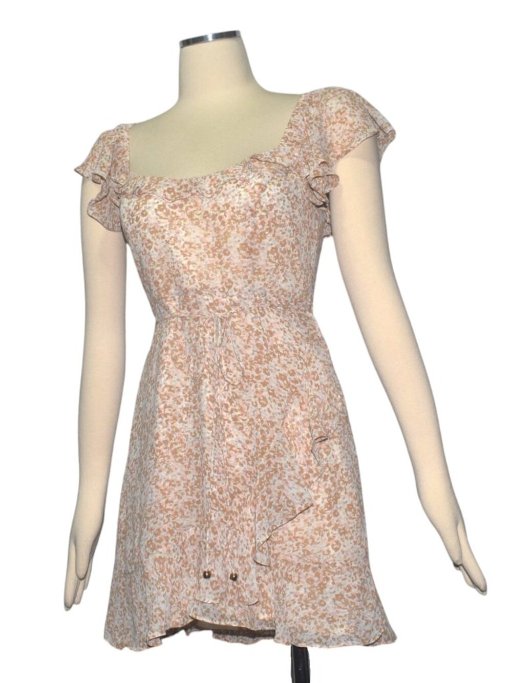 Hello Molly Taking Over This Scene Mini Ruffle Dress in Nude US 6 S